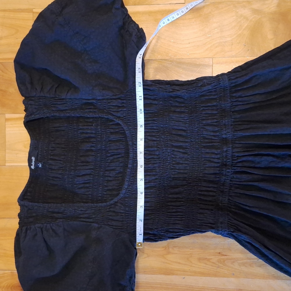 Madewell Lucie Puff Sleeve Cotton Midi Dress Black Size 6 - Picture 7 of 10
